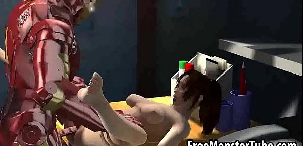  Foxy 3D brunette getting fucked hard by Iron Man1-high 2